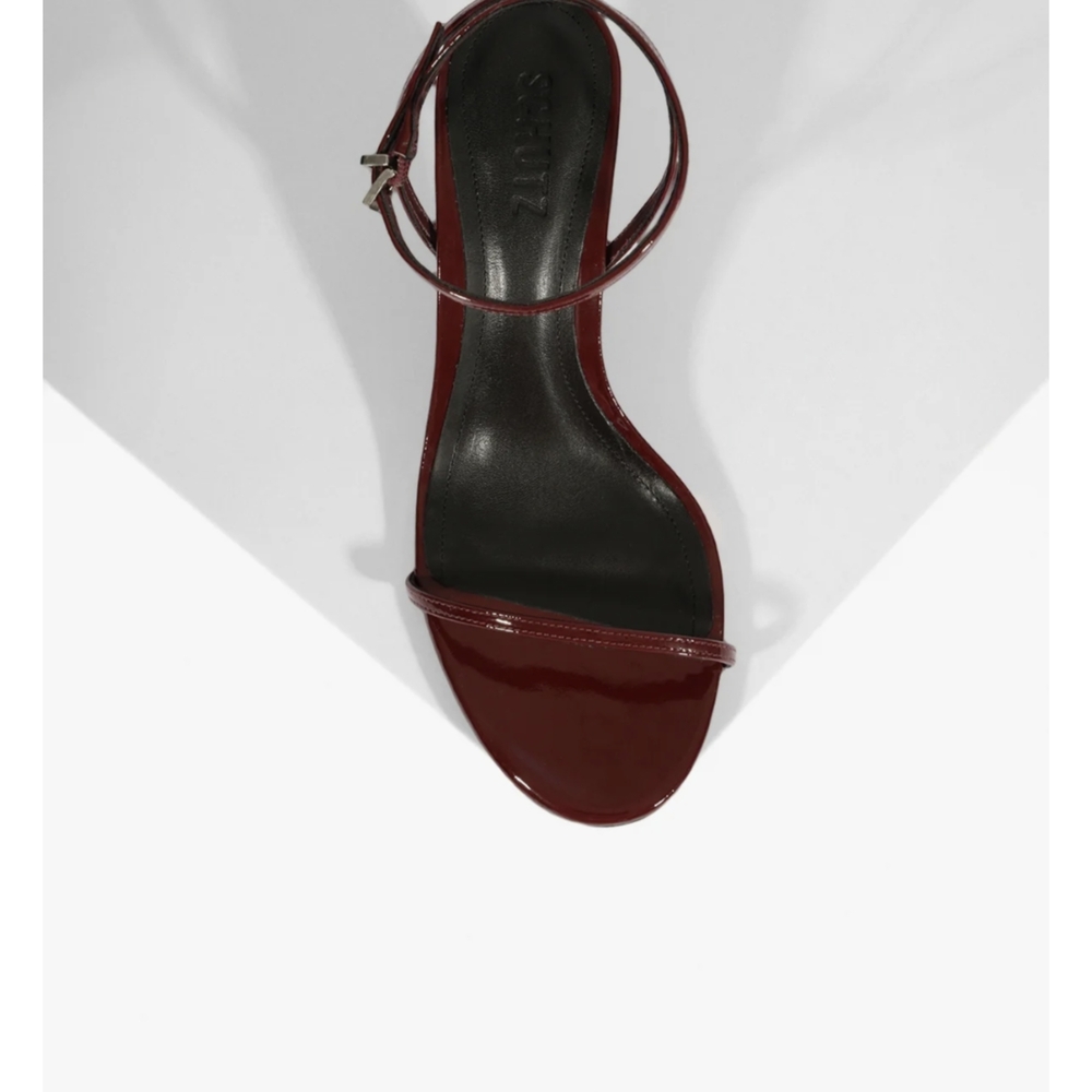 SCHUTZ Burgundy Patent Ankle-Strap Heels - Picture 2 of 2
